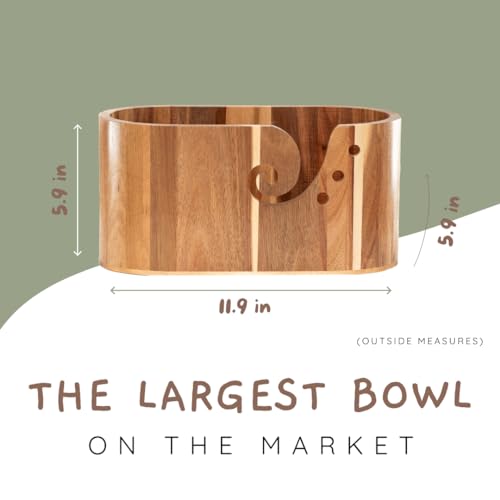 Wooden Yarn Bowl Holder for Knitters (Large)